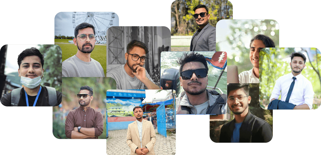 a group of four people with different facial expressions